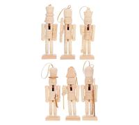 GLEAVI 6pcs Nutcracker Ornaments: 12.5cm Christmas Diy Nutcracker Soldier Set - Unpainted Wooden Ornaments For Home Garden Fireplace And Party