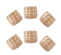 GLEAVI 6pcs Rustic Braided Napkin Rings Handwoven From Jute and Rattan Nonslip Napkin Buckles for Dining Table Farmhouse Wedding Party Decoration