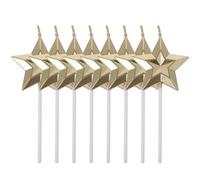 GLEAVI 8 Pcs Golden Star Shape Cake Candles for Cake Decoration, Three-Dimensional Five-Pointed Star Design, Made of Paraffin and Abs, for Outdoor Party and Restaurant Use, Burning