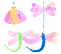 GLEAVI 8Pcs Cat Teaser Replacement Heads Set for Interactive Cat Wand with 3 Dragonfly and 5 Colorful Butterfly Refills Pet Accessories and Teasing