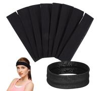 GLEAVI 8pcs Elastic Sports Headband for Running and Gym Use, Moisture-wicking and Stretchy Synthetic Fiber Headband in Black, Unisex Athletic Sweatband Suitable for Exploring the Outdoors