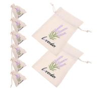GLEAVI 8pcs Lavender Embroidered Canvas Drawstring Sachet Bags 10x14cm, Reusable Small Jewelry Storage Pouches for Wrapping and Closet Organization in Bulk