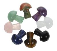 GLEAVI 8pcs Natural Crystal Mushroom Decor Set Miniature Multi-Color Amethyst Rose Quartz Green Aventurine Quartz Tiger’s Eye Flower Jasper Obsidian Blue Stripe Stone for Home DIY Crafts