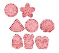 GLEAVI 8Pcs Summer Hawaiian Cookie Cutters Silicone Baking Molds for DIY Desserts Non Stick Biscuit Stamps Unique Beach Shapes for Holiday Parties and Crafts