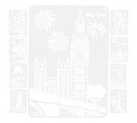 GLEAVI 9 Sheets Painting Molds Stencils for Walls and Crafts, Reusable Decorative Templates with Urban Landscape Design, Easy to Carry for DIY Home Decoration and Improving Hands-on