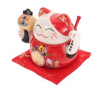 GLEAVI Adorable Ceramic Waving Cat Statue Automatic Waving Arm Decor for Store Openings Auspicious Wealth Cat Figurine for Home Office and for Lovers