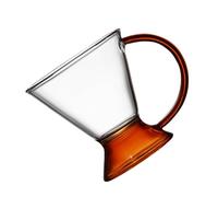 GLEAVI Amber Handle Glass Dessert Cup Transparent Water and Tea Mug for Home Office Coffee Shops Simple Design Suitable for Coffee Hot Cocoa and Iced Drinks Family and Friends