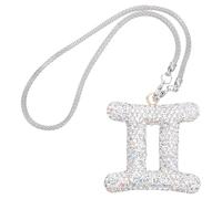GLEAVI Astrological Horoscope Pendant Charm Bling Rhinestone Gemini Sign Rear View Mirror Ornament Zodiac Hanging Decoration for Car Interior