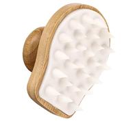 GLEAVI Bamboo and Silicone Scalp Massager Brush for Hair Washing, Head Scrubber with Soft Silicone Bristles, Single Wooden Shampoo Brush for Shower Hair and Scalp Exfoliation