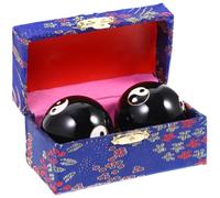 GLEAVI Baoding Hand Massage Balls 2pcs Metal Fitness Rolling Stress Relief Spheres 47mm Six-Fish Bagua Pattern Black for Hand Exercise and Muscle Relaxation Random Color