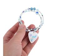 GLEAVI Beaded Guitar Pick Charm Bracelet - Adjustable Stretch Bracelet with Skull Heart Pendant - Valentine Day Musician - Rocker Jewelry for Men Women