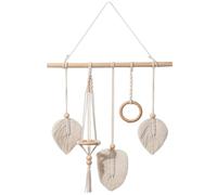 GLEAVI Bohemian Macrame Hair Bow Rack Cotton Rope Woven Wall Hanging Organizer for Headbands and Hair Clips Home Decorative Storage in Beige