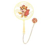 GLEAVI Brass Hollow-Out Bookmark Classical Bookmark Book Marking Tool Round Fan Shaped Chinese Style Design for DIY Craft Projects and Study Decorations