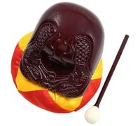 GLEAVI Buddhist Wooden Fish Muyu Meditation Woodblock 5-Inch Dark Wood Carved Percussion Instrument for Monk Use and Home Religious Music Teaching Aid