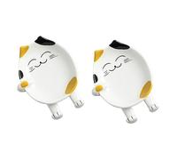 GLEAVI Cartoon Ceramic Spoon Rest with Pot Lid Stand Kitchen Utensil Holder Dishwasher Safe Cute Cat Design for Cooking Utensils and Ladles Organization
