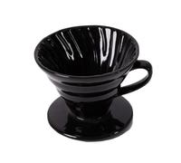 GLEAVI Ceramic Coffee Dripper Cone Filter Cup Spiral Groove for 1-2 People, Glossy Black Handmade Coffee Filter Suitable for Home and Office Brewing