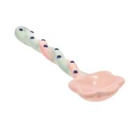 GLEAVI Ceramic Dessert Spoon for Women with Trendy Colorful Twisted Design, Easy to Carry and Multipurpose, for Dinner Parties and Bakers, Cute Hand-Painted Polka Dot Kitchen Essentials