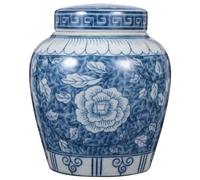 GLEAVI Ceramic Sealed Tea Canister: Airtight Porcelain Storage Jar For Tea Leaves - Coffee Nuts Container - Decorative Oriental Ceramic Jar About 800ml