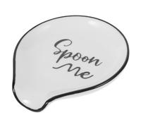 GLEAVI Ceramic Spoon Rest with Black Rim Portable Kitchen Scoop Holder Compact Utensil Tray for Countertop Cooking Spoon Me Design and Decorative