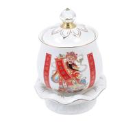 GLEAVI Ceramic Water Offering Cup for Buddhist Worship Small Cup with Unique Patterns Home Decoration Meditation and Yoga Space Accent East Asian Culture