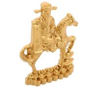 GLEAVI Chinese Zodiac Horse Figurine Miniature Golden Cai Shen Statue for Luck Wealth Success Intricate Year Horse Sculpture for Wine Cabinet Living Office Decor