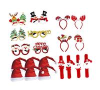 GLEAVI Christmas Decorative Glasses Set with Hats and Headbands Adorable Party Props for Festivals and Gatherings Lightweight Stylish Photo Accessories for Unique Celebrations