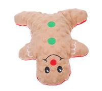GLEAVI Christmas Dog Gingerbread Man Squeaky Plush Chewer for Puppies Small Dog Teething Interactive Soft Stuffed Pet for Holiday Play and Training
