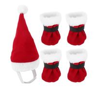 GLEAVI Christmas Pet Hat and Socks Set for Cats and Small Dogs, Red and White Cloth Pointed Hat Xmas Socks, Festive Christmas Costume for Dressing up Pets on Occasions