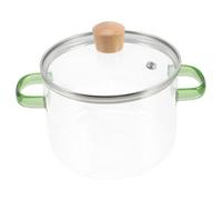GLEAVI Clear Glass Stockpot with Lid Double Handle Heat Resistant Soup Pot for Instant Noodles and Cooking Transparent Glass Cookware for Gas Stove Easy to Clean and for Family and Party
