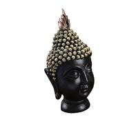GLEAVI Closed Eye Buddha Head Resin Sculpture Home Ornament Black
