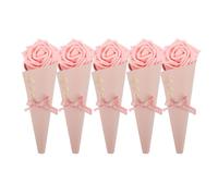 GLEAVI Cone Candy Storage Bags 5 Pcs Foam Flower and Bowknot Ribbon Decor Reusable Sweets Containers for Sharing Joy at Parties and Housewarmings