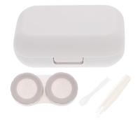 GLEAVI Contacts Lens Case Portable Organizer with Mirror for Travel and Makeup Sturdy Grey Double Box