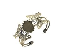 GLEAVI Copper Butterfly Bracelet Base 18X25Mm DIY Hollow Bangle Circlet Jewelry Accessory for Stone and Time Patch Making Wristlet