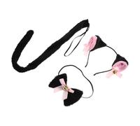 GLEAVI Cute Soft Double-layer Fabric with Built-in Bell Black Cat Ears Headband Plush and Elastic Widewidth Design Non-slip and Hair-friendly, for Cosplay Parties and Livestreams
