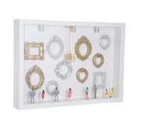 GLEAVI DIY Mini Museum Silhouette Box White Frame with Lights and Miniature Figures, Wood and Plastic Material, Space-saving Memory Display Case for Photo Display and Collage,