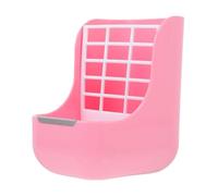 GLEAVI Dual-Use Rabbit and Guinea Pig Food Feeder Bowl with Fixed Hay Rack, Small Animal Feeding Station for Bunnies and Rodents, Pink Small Pet Grass Feeder