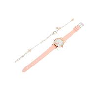 GLEAVI Elegant Women Watch Set with Quartz Movement and Moon Star Bracelet, Leather Strap and Zinc Alloy Case, for Leisure Activities and Parties, Fashionable and Practical Wrist Watches