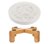 GLEAVI Elevated Ceramic Slow Eating Bowl for Small Dogs with Raised Wooden Stand, Puppy Feeder Dish to Prevent Spills and Promote Healthy Feeding