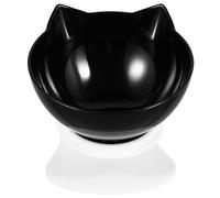 GLEAVI Elevated Tilted Cat Feeding Bowl Neck Protection Pet Feeder Black Single Bowl Suitable for Cats and Small Pets
