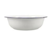GLEAVI Enamel Foot Soaking Basin 32cm White Porcelain Tub with Blue Rim Retro Style Spa Pedicure Basin for Home Foot Care