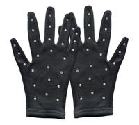 GLEAVI Figure Skating Gloves for, 2pcs Black Opaque Rhinestone Decorative Stage Performance Gloves for Ice Skating Dance and Party Shows, Size S