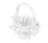 GLEAVI Flower Girl Basket Small Lace Wedding Basket for Petals and Favors Cloth and Material Lightweight Accessory for Weddings Easter Religious Events for Holding Petals and Candy