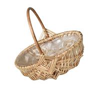 GLEAVI Hand Woven Flower Arrangement Basket with Handle Small Wicker Flower Girl Basket for Wedding Party Proposal Banquet Elegant Indoor Decorative Storage