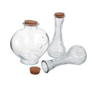 GLEAVI Heart Shaped Glass Jars with Cork Stoppers 3pcs Wedding Keepsake