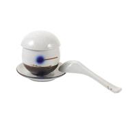 GLEAVI Japanese Style Ceramic Egg Bowl with Lid and Spoon Heat-Resistant Tableware for Steamed Eggs and Soup Insulated Kitchen Dinnerware for Home and Restaurant Use