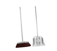 GLEAVI Long Handled Household Broom and Dustpan Combo Heavy Duty Cleaning Tools for Home Garage and Office for All Floor Surfaces Easy Ash Collection and Storage