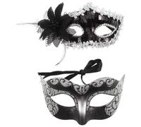 GLEAVI Masquerade Masks Set Lightweight Plastic Material 2pcs Couple Venetian Half Face Mask with Intricate Surface Painting and Glitter for Men and Women Fit for Masquerade Ball and Prom