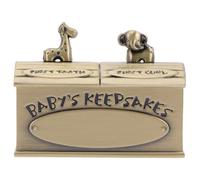 GLEAVI Metal Tooth Box with Lovely Animal Patterns for Collecting and Protecting Teeth and Lanugo, Keepsake for New Year or Baptism Gifts, Sturdy Golden Metal Material