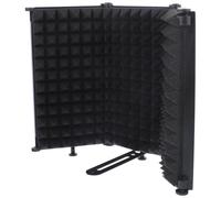 GLEAVI Microphone Windscreen Cover Noise Reduction Microphone Cover Three Panels Foldable Oval Small Holes Adjustable Angle Black Sound Absorbing Shield for Recording Studio