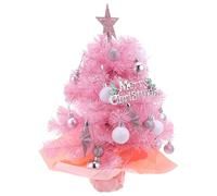 GLEAVI Mini Christmas Tree with LED Lights: 2FT Small Tabletop Christmas Tree with Ornaments & Star Topper for Indoor Holiday Desk Centerpiece Decor - Pink